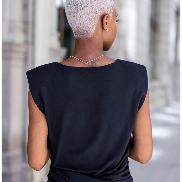 Cap Sleeve Shoulder Pad Top - Picture 3 of 4